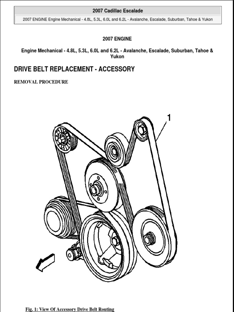 Drive Belt Replacement - Accessory: 2007 Cadillac Escalade 2007