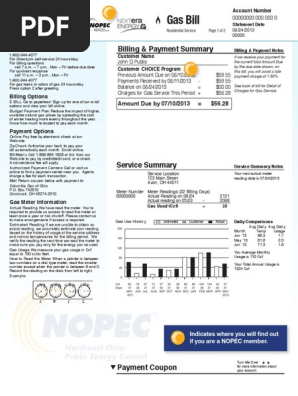 Columbia Gas Sample Bill Pdf Payments Natural Gas