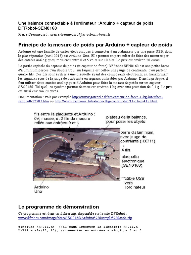 Balance Arduino avec capteur SEN0160 | PDF | Arduino | Linux