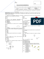 Evaluación de matemática sobre transformaciones isométricas