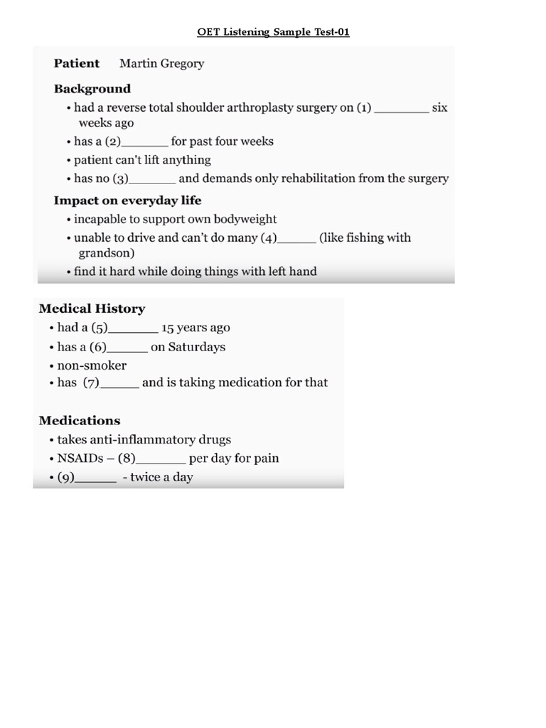 OET Listening 5 Samples | PDF