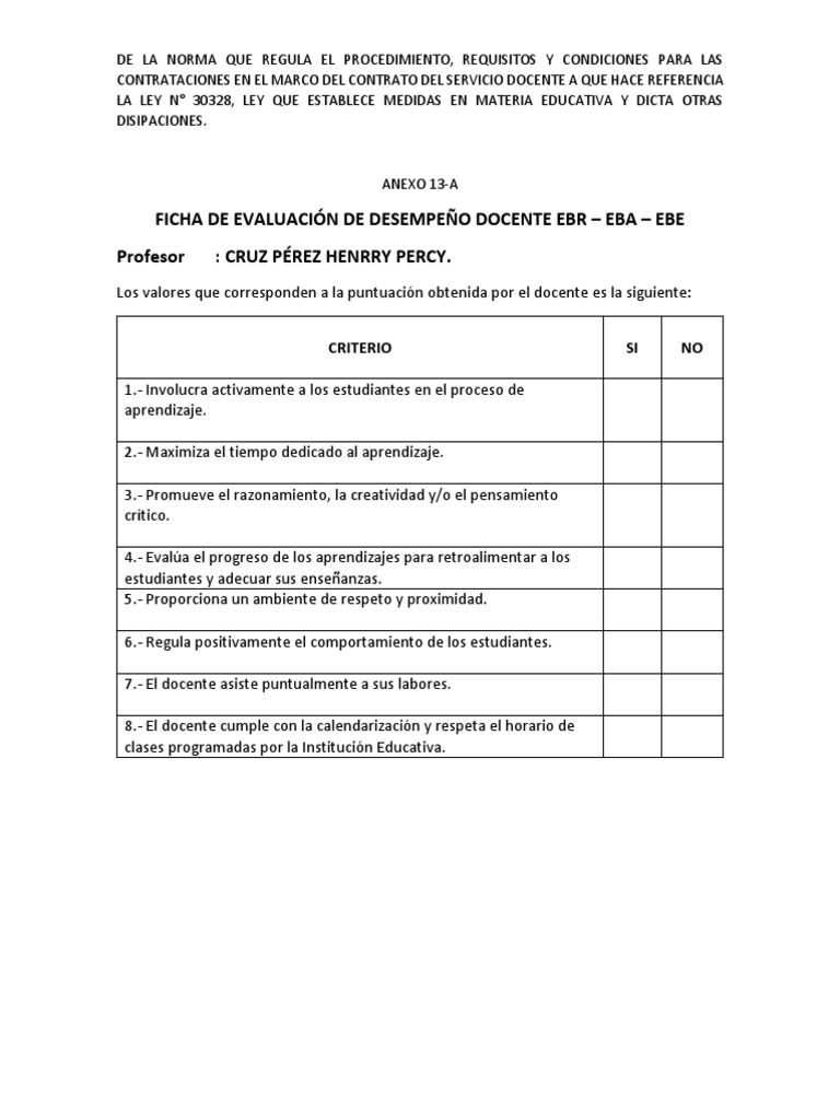 Ficha de Evaluación Docente 2025 | PDF | Negocios