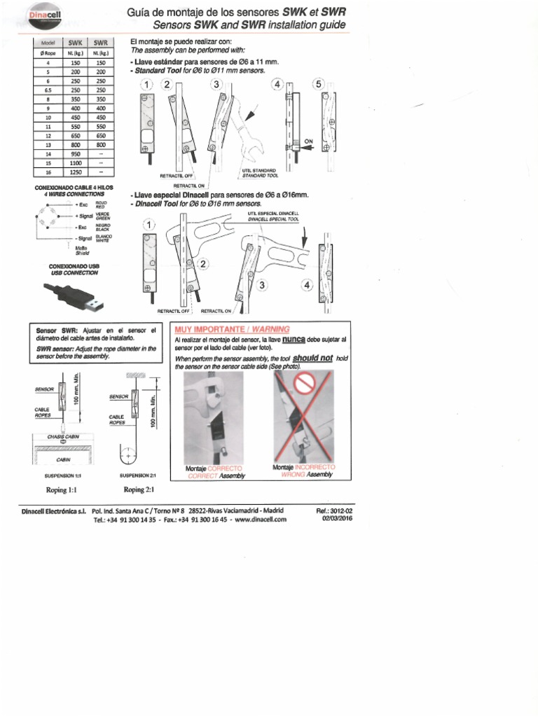 Sensor para Cable SWK Y SWR DINACELL | PDF