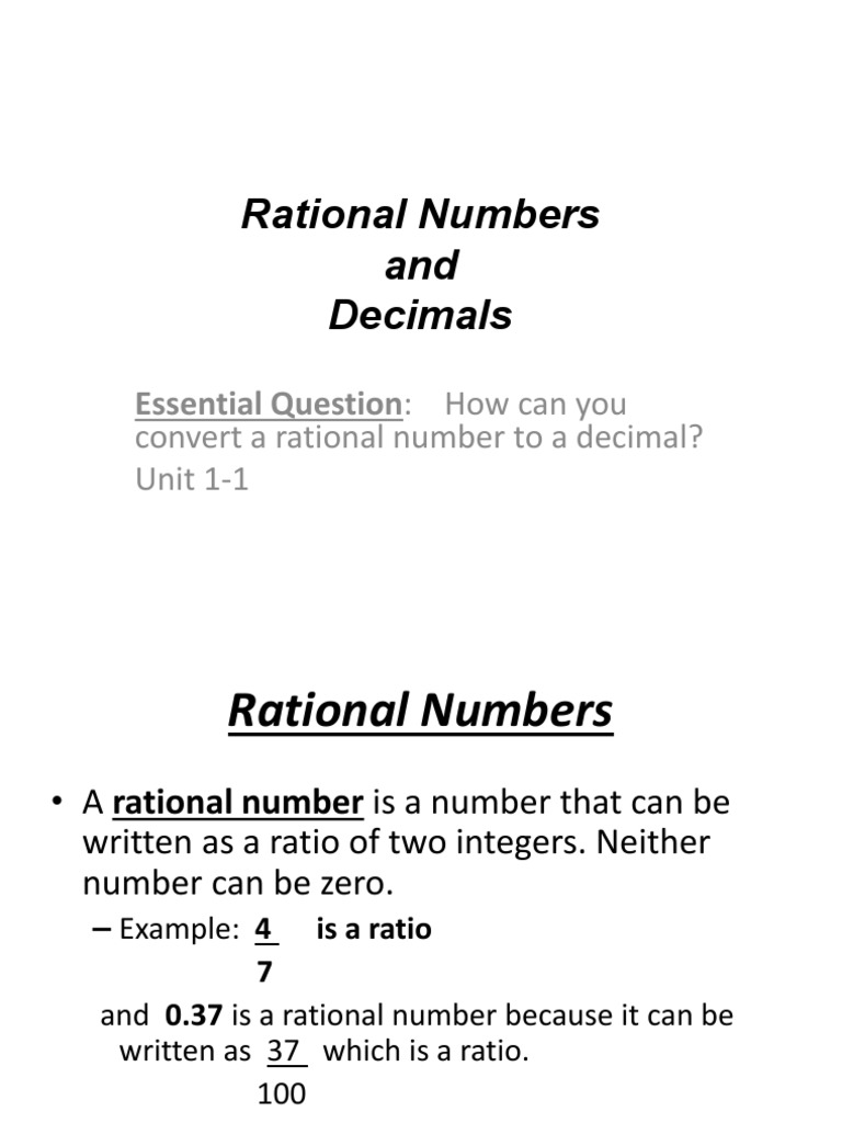Rational Numbers and Long Division PDF Fraction (Mathematics