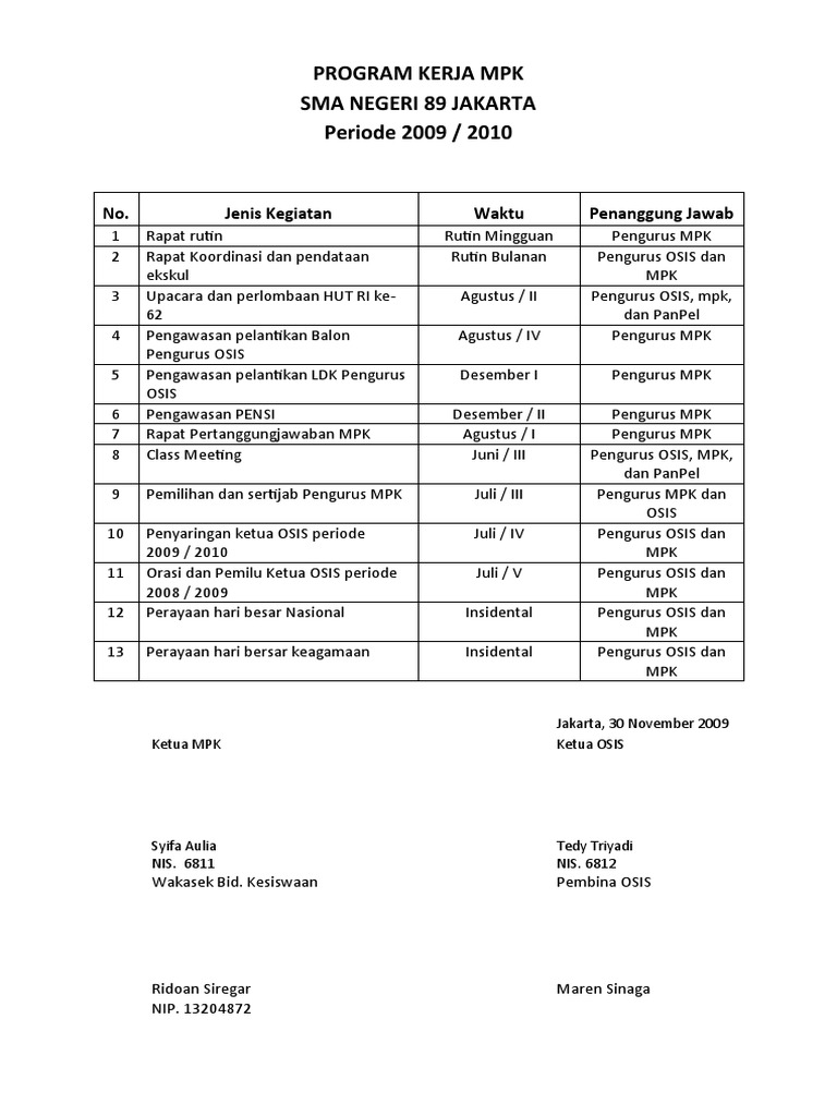 Contoh Program Kerja Calon Ketua Osis Smp Berbagai Contoh - Mobile Legends