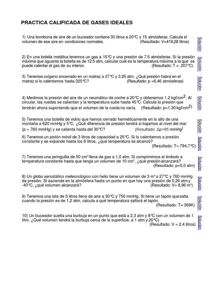 Ejercicios Resueltos de Gases Ideales | PDF | Gases | Mole (Unidad)