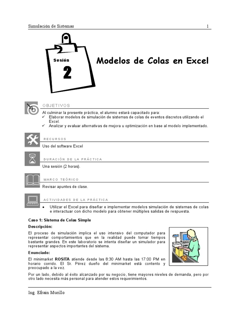 Laboratorio 02 - Modelos de Colas en Excel | PDF | Simulación | Informática  y tecnología de la información