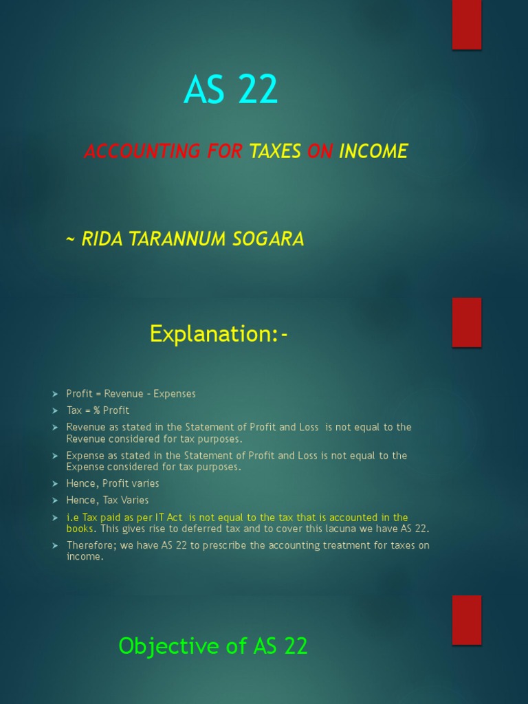 Accounting Standard 22 | PDF | Deferred Tax | Income Statement
