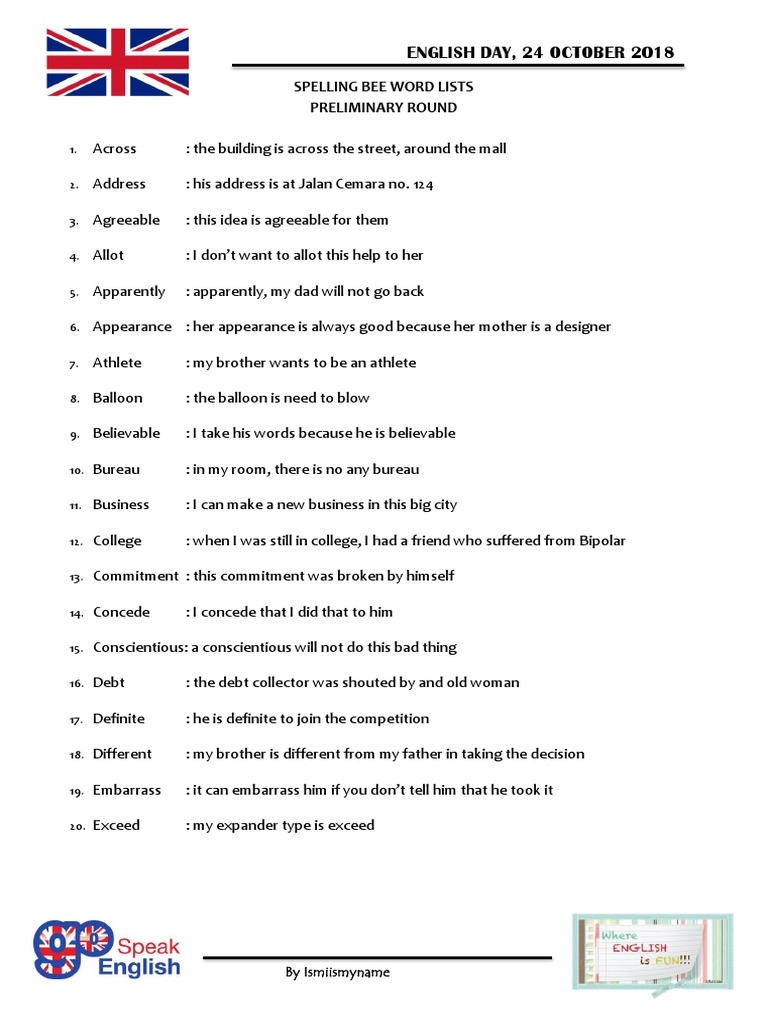 Spelling Bee Word Lists for Finals | PDF