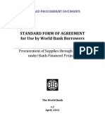 Standard Form of Agreement For Use by World Bank Borrowers