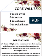 Deped Core Values: Maka-Diyos Makatao Makabayan Makakalikasan