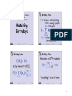 Matching Birthdays: So by Linearity of E