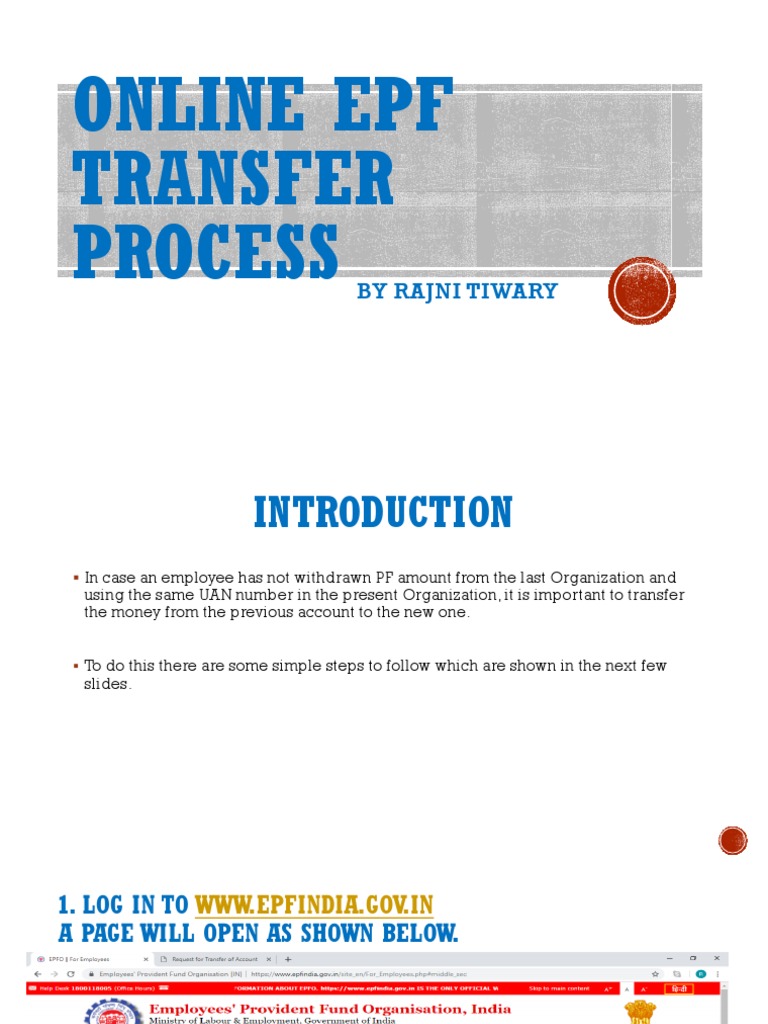 EPF Online Transfer Process Guide | PDF | Finance & Money Management