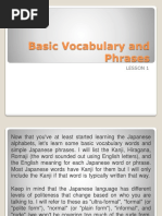 Basic Vocabulary and Phrases: Lesson 1