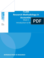 F1204 Research Methodology in Accounting: Week 1 Introduction To Research