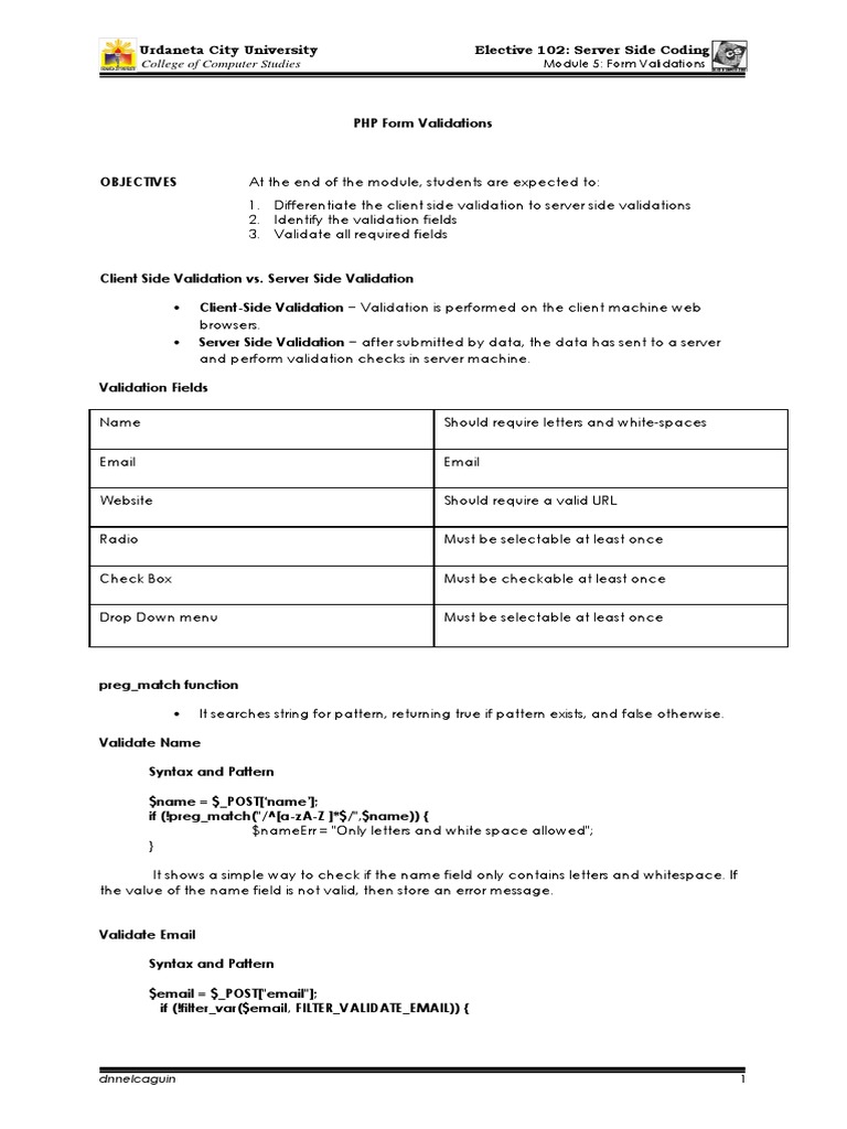 PHP Form Validation Techniques | PDF | World Wide Web | Internet & Web