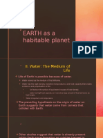 Earth As An Habitable Planet