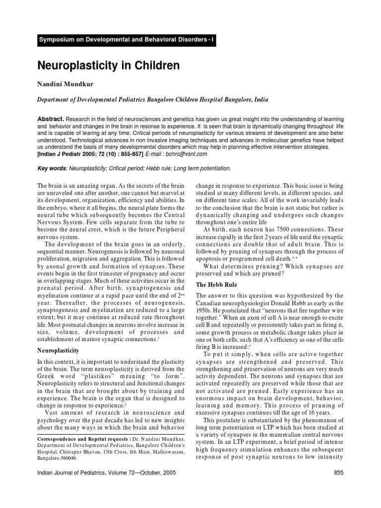 Pediatric Brain Development Insights | PDF | Long Term Potentiation ...