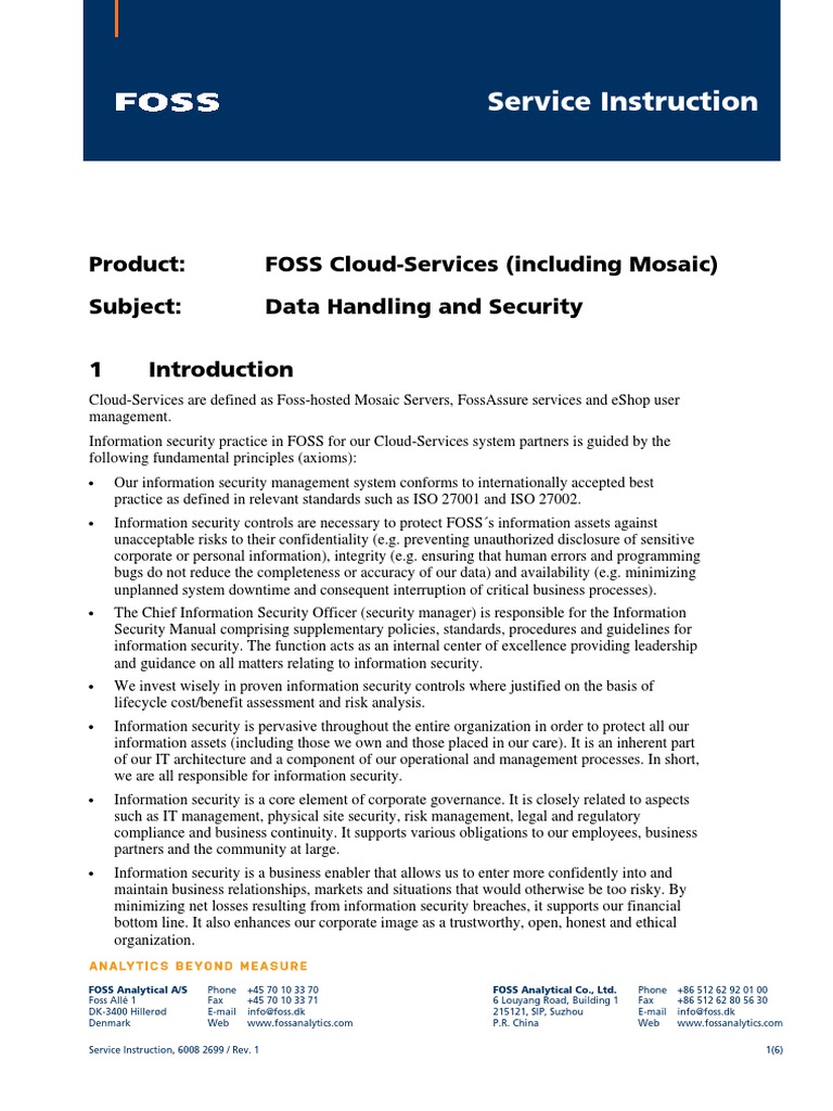 FOSS Cloud Services Security Overview | PDF | Information Security | Backup