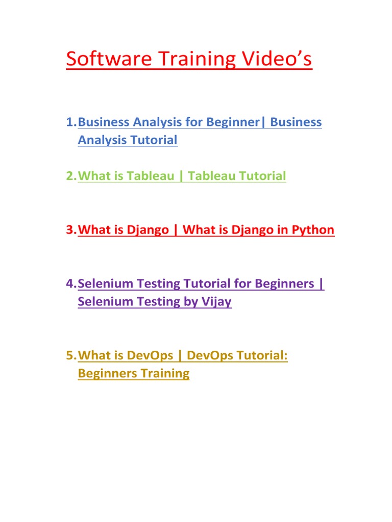 Software Training Videos for Beginners | PDF