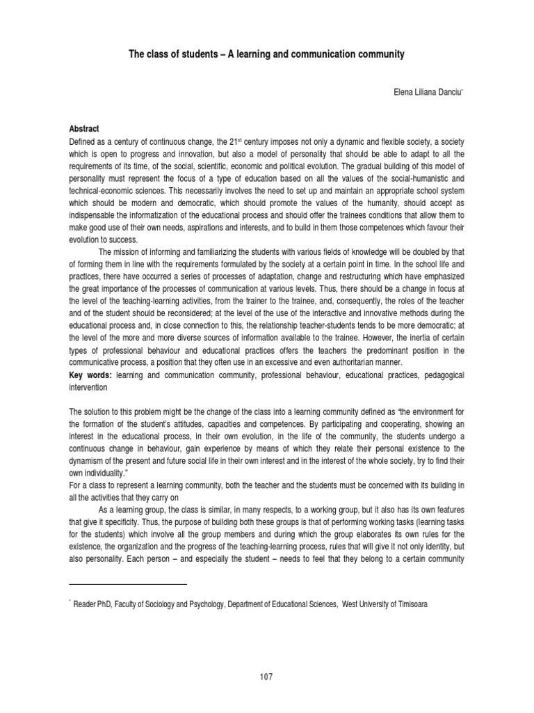 A Learning and Communication Community | PDF | Social Group | Teachers