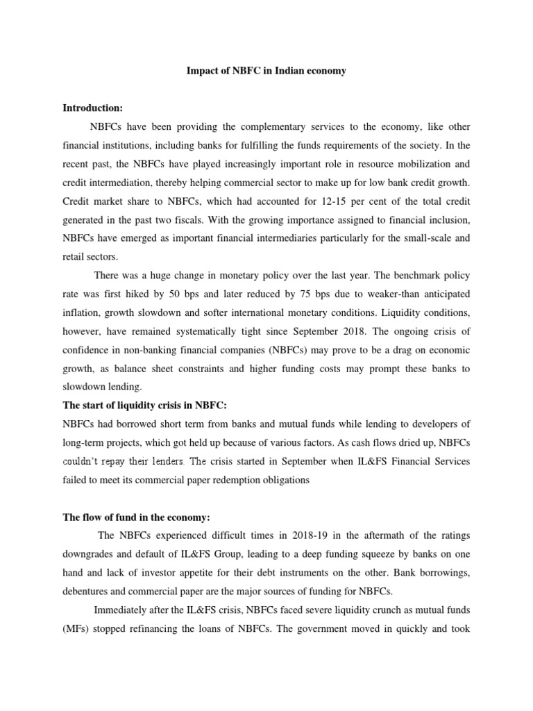 NBFC Impact on Indian Economy | PDF | Non Bank Financial Institution ...