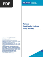 Reliance Two Wheeler Package Policy Wording PDF