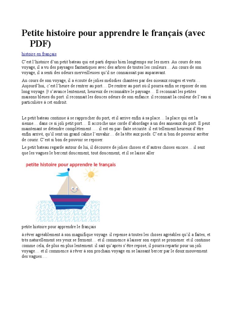 Petite histoire pour apprendre le français | PDF | Poésie