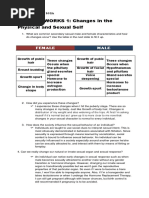 WRITTEN WORKS 1: Changes in The Physical and Sexual Self: Female Male