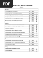 End of The School Year Self Evaluation: I CAN... : Speaking