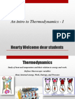 An Intro To Thermodynamics - I: Hearty Welcome Dear Students