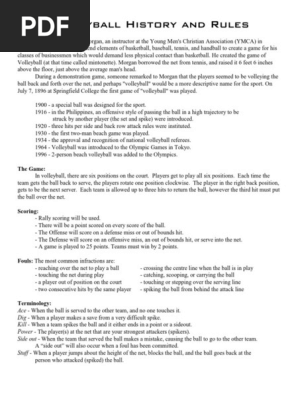 Volleyball History and Rules PDF PDF Volleyball Sports Equipment