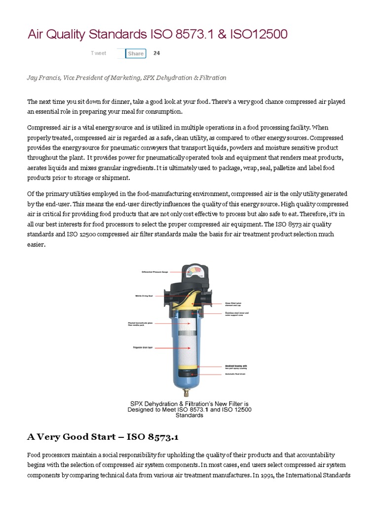 Air Quality Standards ISO 8573 PDF Filtration Particulates