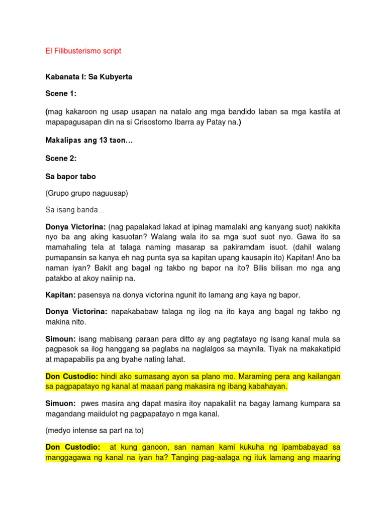 El Filibusterismo Script-1 | PDF