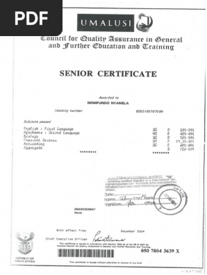 Matric Certificate