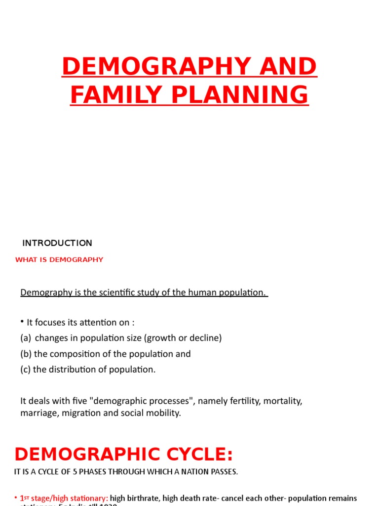 Demography and Family Planning Overview | PDF | Family Planning | Birth ...