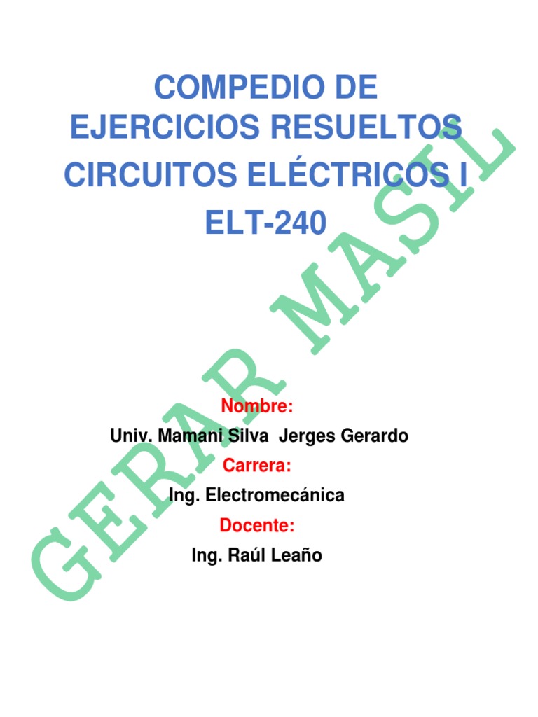 Ejercicio De Circuitos 1 Pdf Pdf Energia Electrica Resistencia