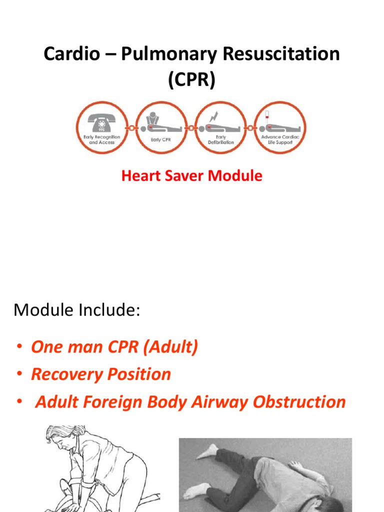 Cardio - Pulmonary Resuscitation (CPR) : Heart Saver Module | PDF ...