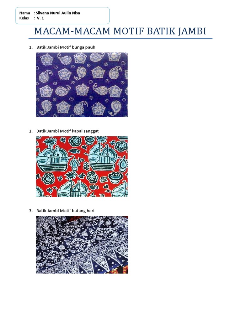 Macam Macam Nama  Motif Batik  Jambi  Batik  Indonesia