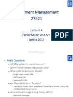 Investment Management 27521: Factor Model and APT Spring 2019
