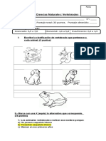 Prueba Ciencias Naturales Vertebrados 2° Básico