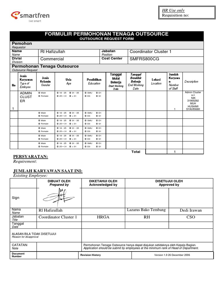Outsource Request Form Template | PDF