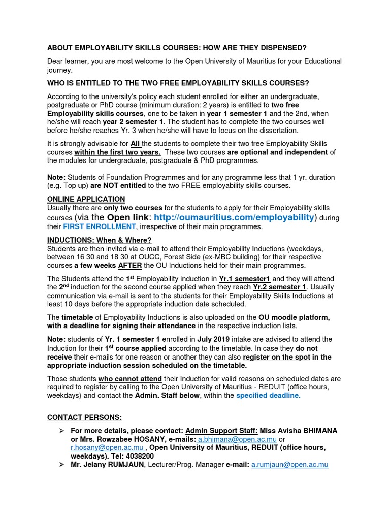 Free Employability Courses Guide | PDF | Postgraduate Education ...