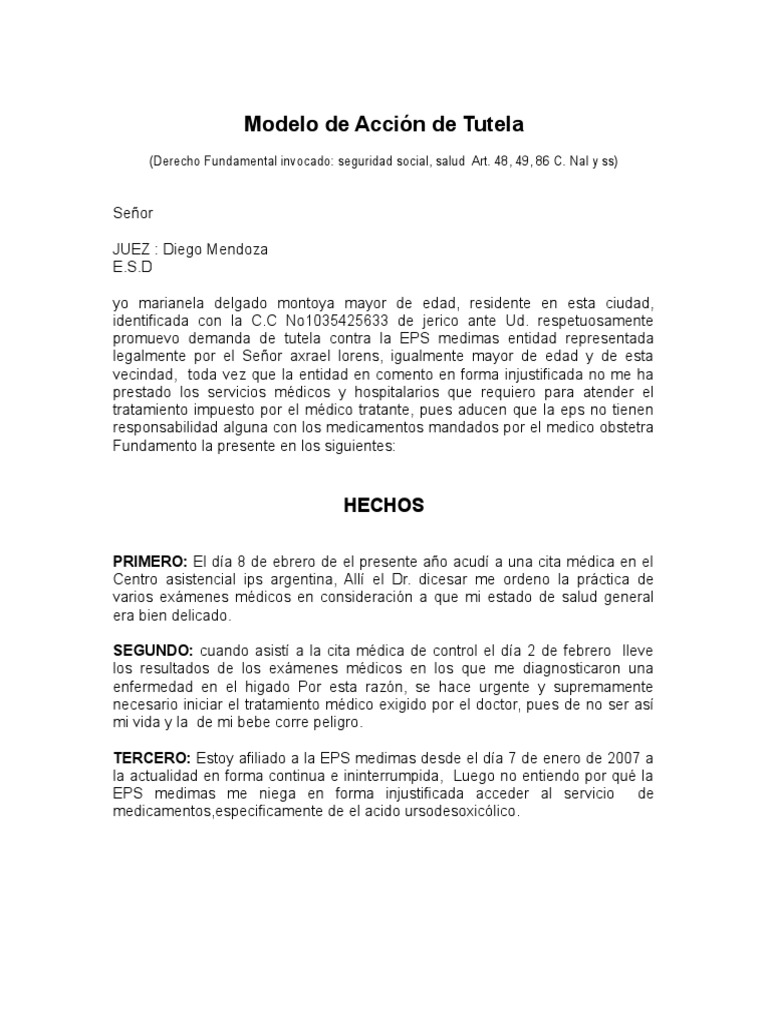 Accion de Tutela Ejemplo | PDF | Gobierno | Justicia