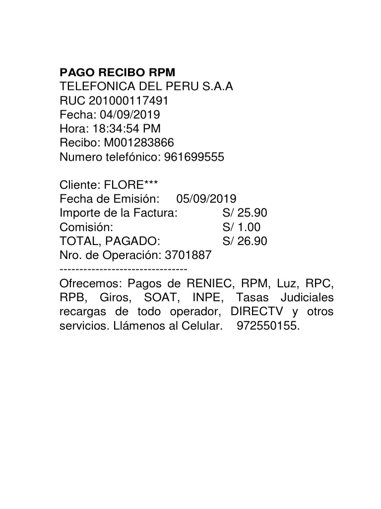 Recibos RPC | PDF | Finanzas y administración del dinero