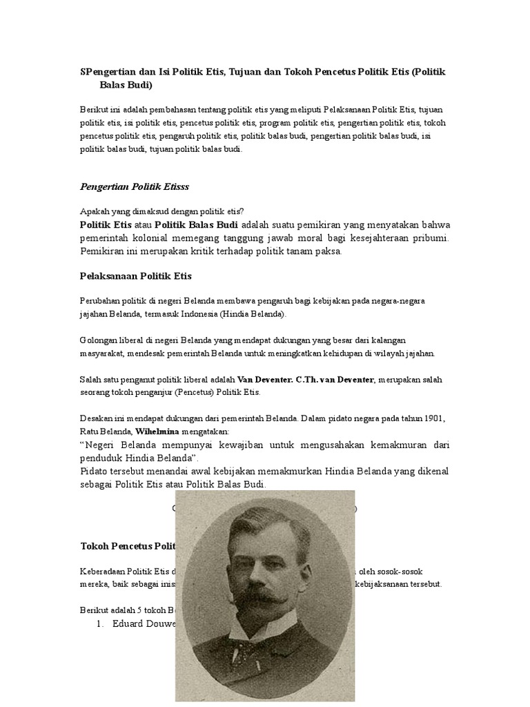 Politik Etis Atau Politik Balas Budi Mudah