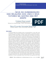 A Influência Da Humanização Das Relaçõs Dos Cães e Seus Tutores Na Gestão Das Pet Shops