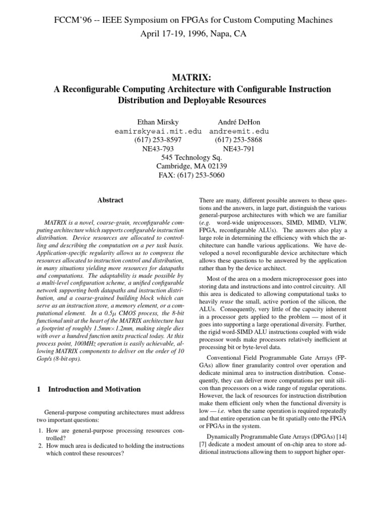 Matrix Architecture | PDF | Field Programmable Gate Array | Computer ...