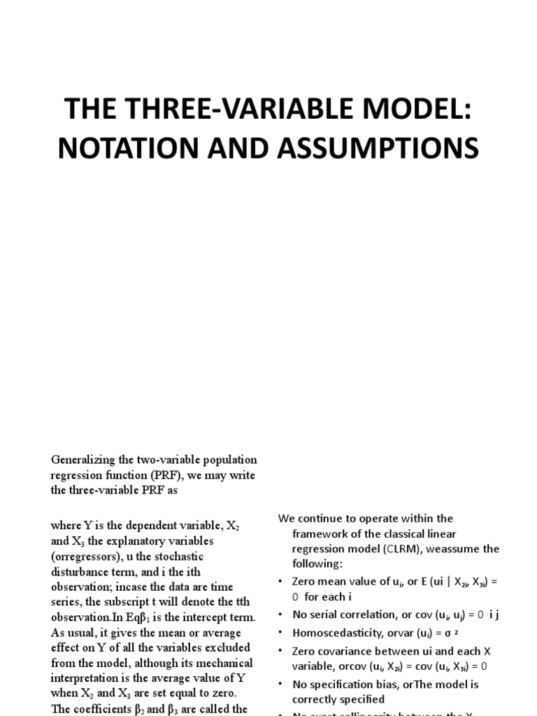 The Three-Variable Model: Notation and Assumptions | Download Free PDF ...