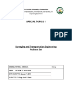 Surveying and Transportation Engineering Problem Set: Special Topics 1